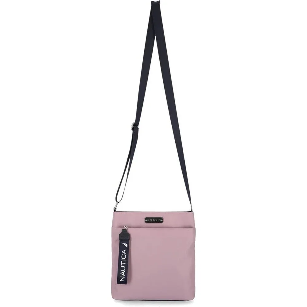 Women's Lilac Rose Nylon Crossbody Bag Purse with Adjustable Shoulder Strap